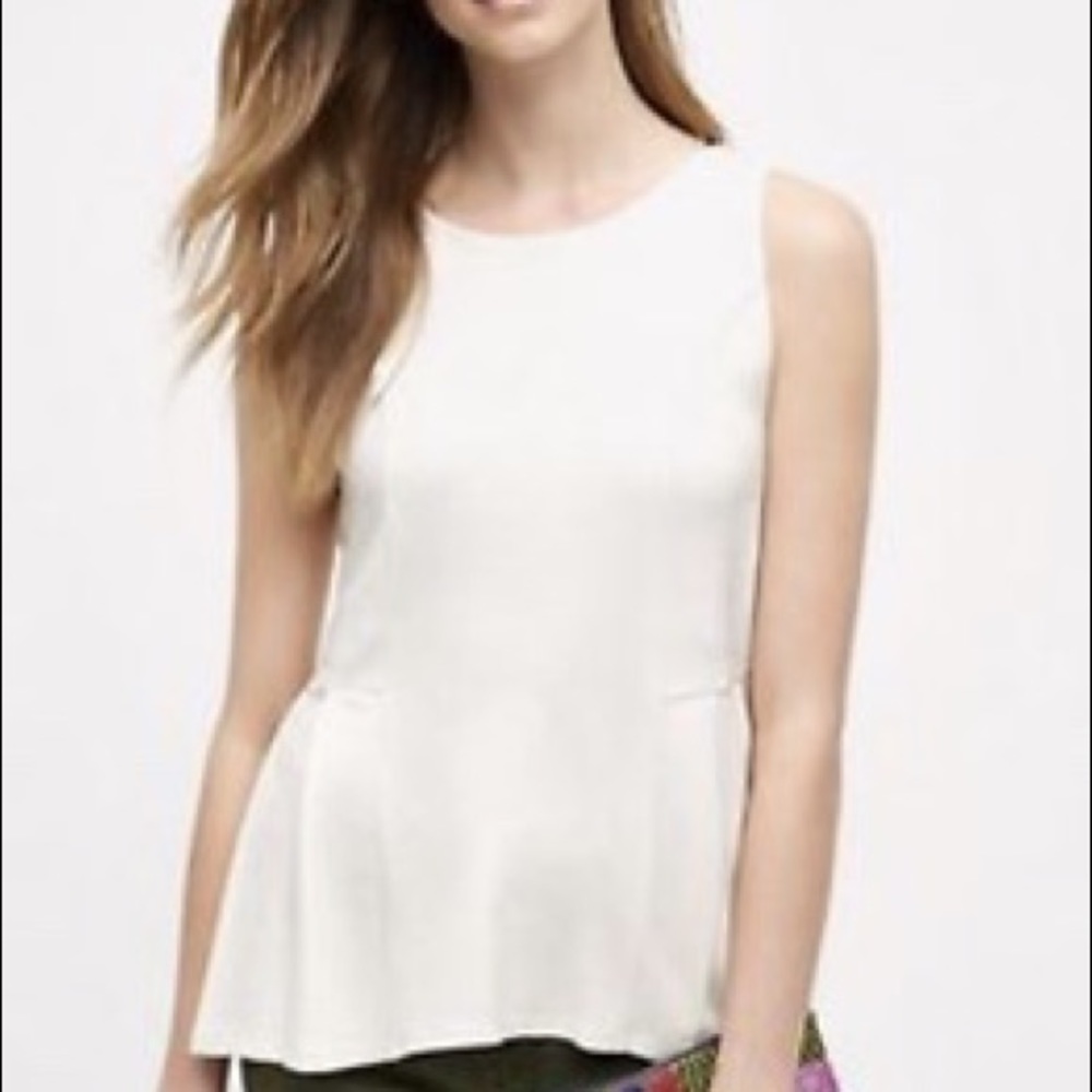 ANTHROPOLOGIE EVERLEIGH IVORY Peplum XL NWT $78